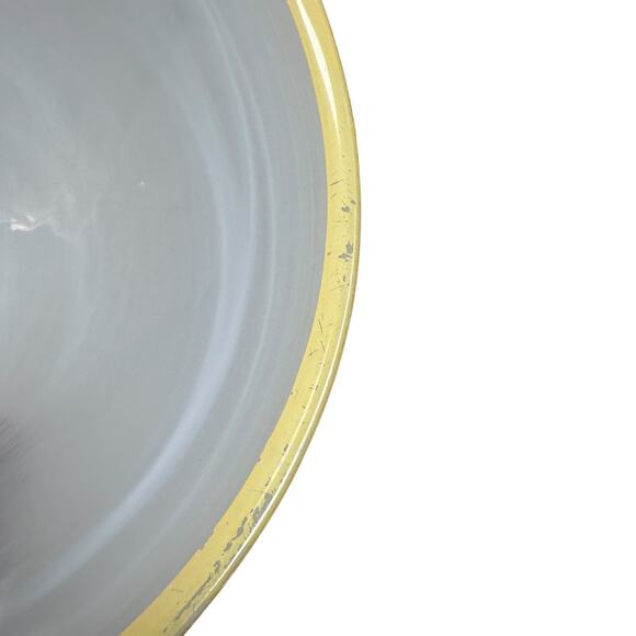 ArdaCam Art of Tabletop Turkish Glass Bowls 6" White Swirl Yellow Rim Lot of 2 - Picture 8 of 9